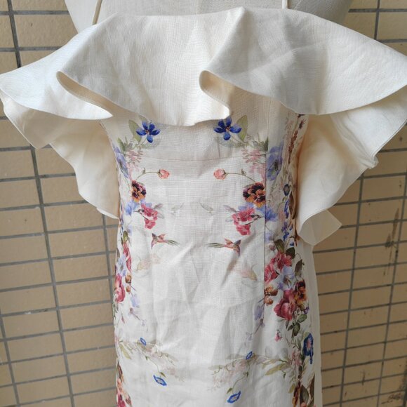 zimmermann Soft orange floral-patterned cotton mid-length dress - Picture 4 of 11